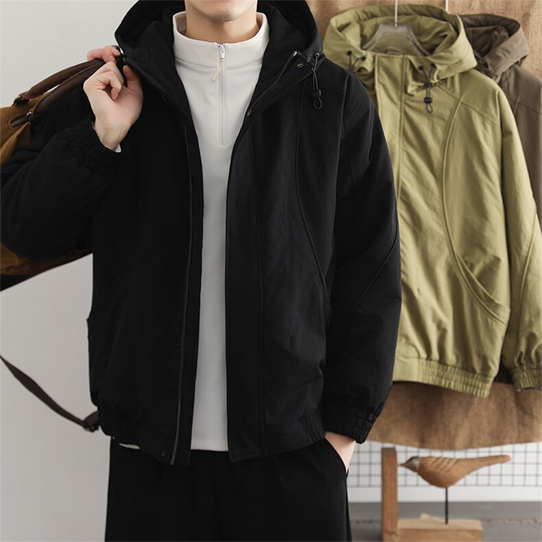 翻领夹克男棉服秋冬加厚保暖拼接棉衣夹短款防水飞行员外套,男装夹克,星座914