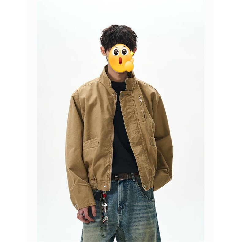 (网图慎用)全棉帆布多口袋立领大码夹克外套男J5247-特P88控158,男装夹克,电商A001