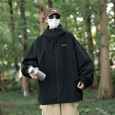 轻户外机能连帽冲锋衣外套男女百搭同款撞色宽松工装夹W9276P58，男装夹克，星座1116-2