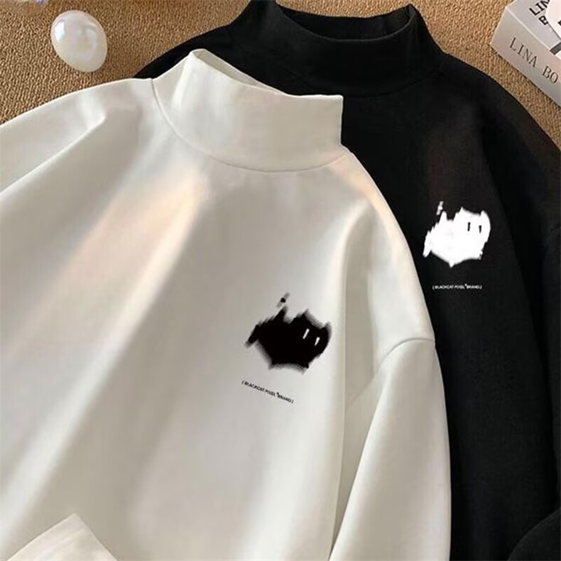 双面德绒磨毛半高领打底衫保暖长袖卫衣百搭T恤上衣XT216-P23网图，男装T恤，电商B245