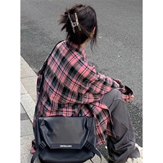 TC697-P45黑红格子早秋长袖衬衫美式学院风学生百搭上衣，男装衬衫，星座617A-2