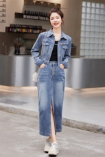 时尚显瘦牛仔套装女气质百搭长裤外套两件套，女装套装/套裙，秋水欣儿