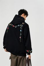 万针刺绣结构设计重磅秋冬全棉高品质美式高街连帽卫衣外套Y7712，男装卫衣，电商A486