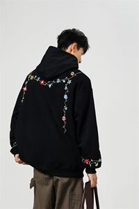 万针刺绣结构设计重磅秋冬全棉高品质美式高街连帽卫衣外套 Y7712图片