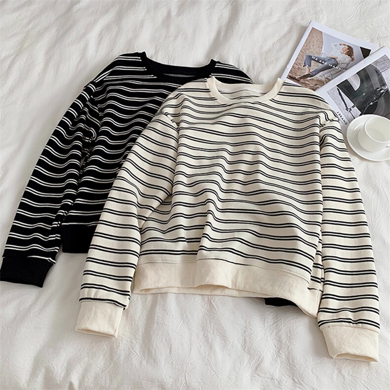 B318B-BB03-P45女装短款条纹卫衣，女装针织衫/毛衣，电商B318B
