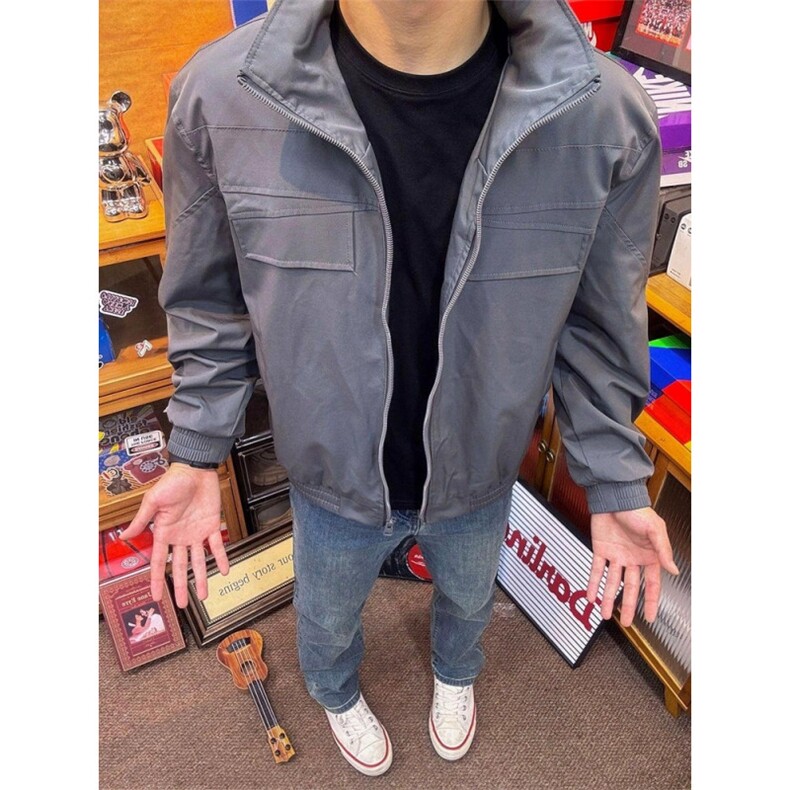 美式游骑兵夹克春季防风薄款工装外套隐藏帽纯色户外运动上衣，男装夹克，星座506A