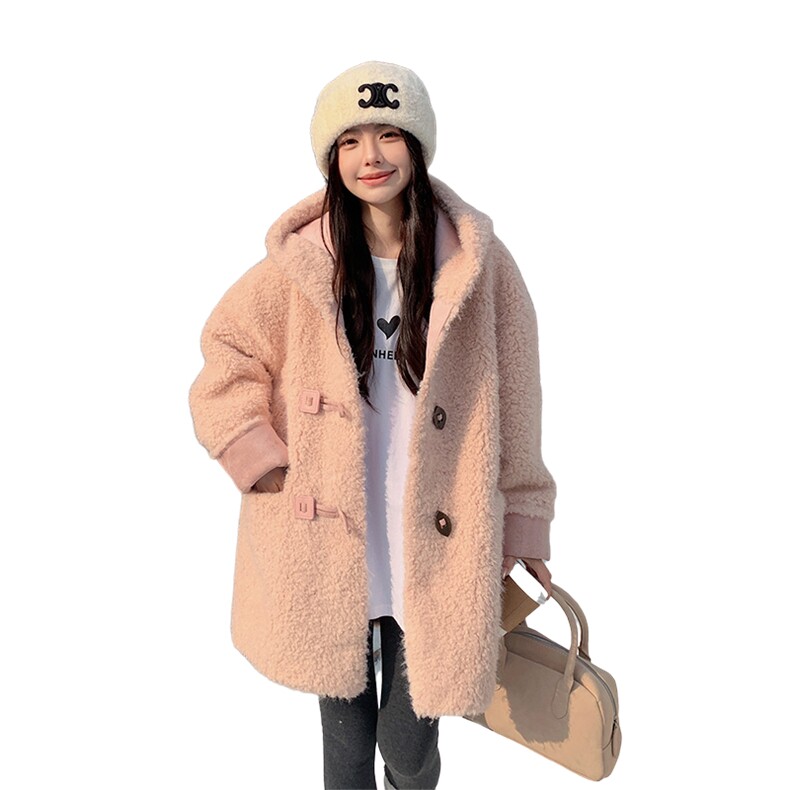 现货2026年冬装新款甜美减龄连帽皮毛一体外套2C135-6855P215K318,女装皮草,2C135