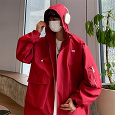 户外冲锋衣男秋季新款宽松连帽夹克刺绣外套潮A266-JK8019-P30特，男装夹克，电商A266