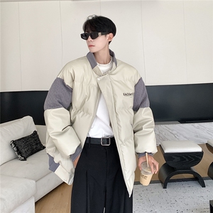 港风毛线衣拼接PU皮棉衣男成分：聚酯纤维MY78756P140控198图片