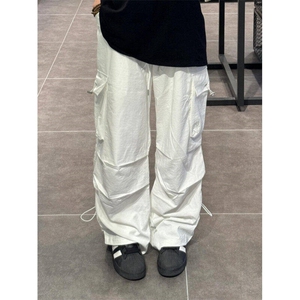 褶皱伞兵裤子男街头嘻哈运动休闲机能风抽绳大口袋工装裤 BK07图片