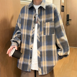 控价59港风格子衬衫宽松外套男女衬衣百搭格子外套CS2403 P35图片