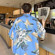 夏季男士印花短袖衬衫个性衬衣外套，男装衬衫，星座1013
