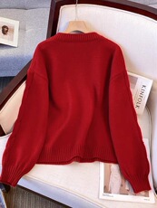 2025年秋季时尚不对提前简约休闲长袖袋圆领，女装针织衫/毛衣，晨旭羊绒
