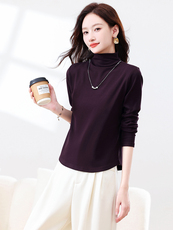 现货长袖打底衫女2025秋冬季新款修身显瘦高级感纯色内搭上衣，女装卫衣/绒衫，浙宝281