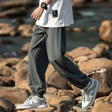2023夏日系外景冰丝薄款垂感男透气贴标束脚休闲九分裤K23697-P35，男装休闲裤，电商A082