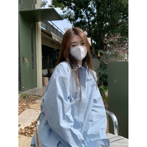TC739-P45 韩系学院风米色衬衫 高级感通勤休闲百搭宽松上衣图片