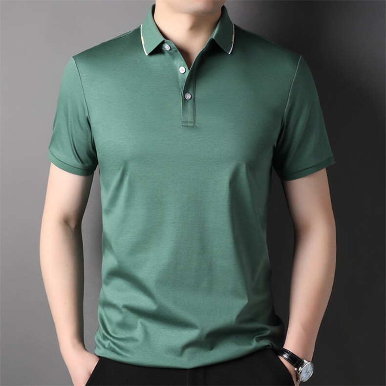 轻奢夏季男士短袖T恤时尚潮流圆领半袖商务纯色上衣服体恤男装,男装T恤,电商B212（原钱塘6029）