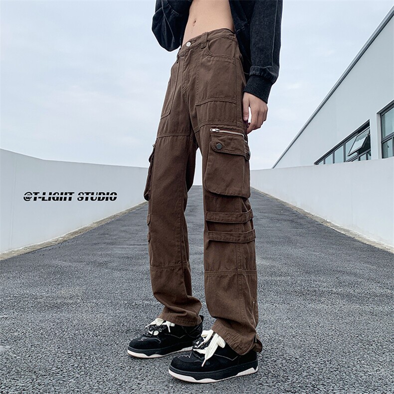 B221 美式ins高街暗黑小众拉链工装休闲裤子 LK23045-P75 控98图片