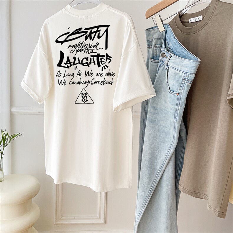 T0654-P30美式复古小众字母设计纯棉印花短袖男女款情侣，男装T恤，星座617A-2