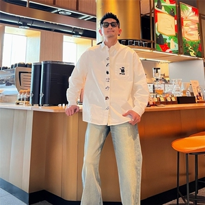 GS6168P40潮刺绣翻领长袖衬衫日系韩版男女款长袖外套图片