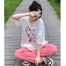 T0643-P25helloKitty全家福纯棉印花短袖甜美可爱少女学生穿搭，男装T恤，星座617A-2
