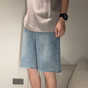 美式牛仔裤男春秋新款休闲直筒短裤DM906P35图片
