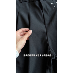 黑色弯刀西裤垂感高级感那不勒斯裤子男春季高个子加长微喇西装裤图片