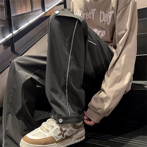 24春款港风工装纽扣拉链裤休闲裤束脚裤男KP212 P55图片
