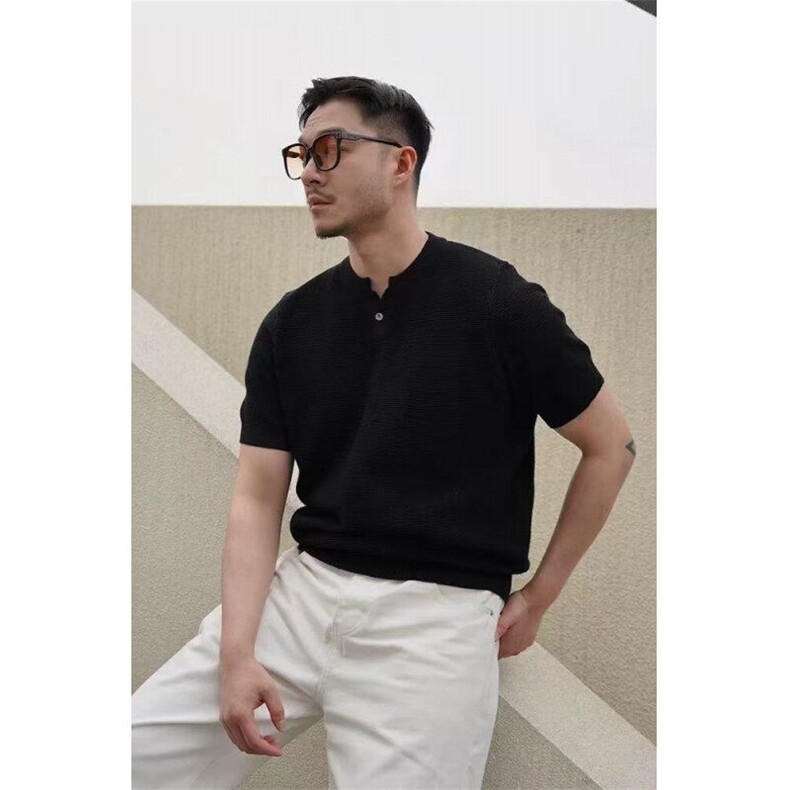 网T-2026新品针织毛衣短袖T恤凉感POLO衫T恤条纹打底衫WK38-P40,男装T恤,星座610B-1