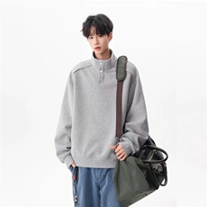 重磅立领半开衫卫衣男冬季美式宽松拼接外套百搭宽松上衣HF86p40，女装短外套，星座1112-1