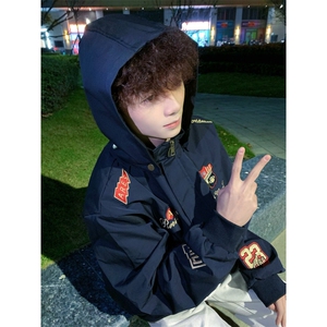 1506/QFY1780/P77飞行夹克刺绣棒球服可拆卸连帽情侣图片