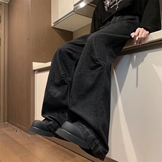 美式高街牛仔裤男韩版潮流阔腿2024春冬新款ins长裤RK1430-P46，男装牛仔裤，星座412-3