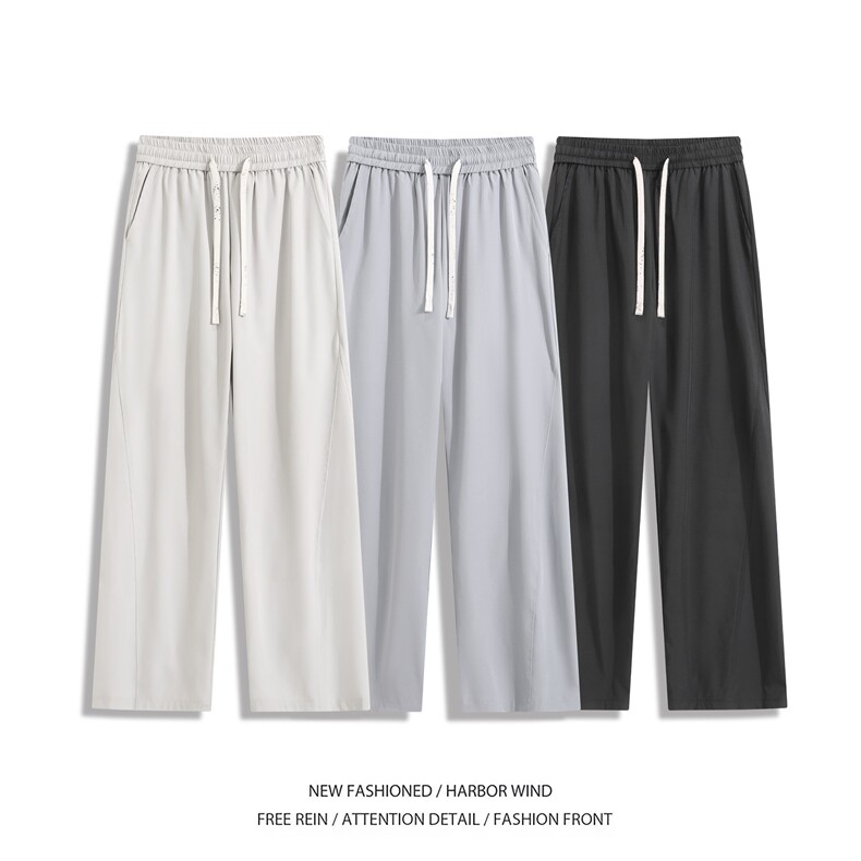 抖音品质夏季新款纯色冰丝透气宽松休闲裤B315-K25665-特p30控58,男装休闲裤,电商B315