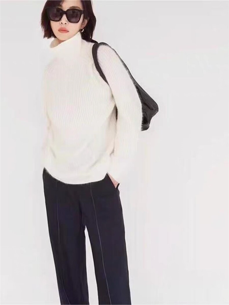 元宝针高领慵懒羊毛衫羊毛纯色,女装羊毛衫,丽特绒