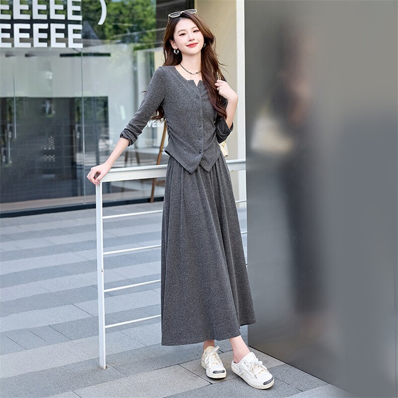 休闲长袖半身裙套装女2025年春秋新款温柔风一整套搭配减龄两件套,女装套装/套裙,依如秀(原杭风阁)