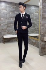 秋冬双排扣糖果色眼睛款西服套男三件套小西装外套A470-TZ79，男装西服套装，电商A207