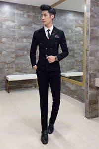 秋冬双排扣糖果色眼睛款西服套男三件套小西装外套A470-TZ79图片