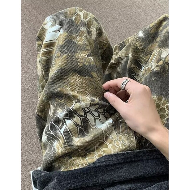 迷彩蛇纹牛仔裤男女帅气炸街裤子高腰修身显瘦微喇裤K569,男装牛仔裤,星座1116A（原606A-3）