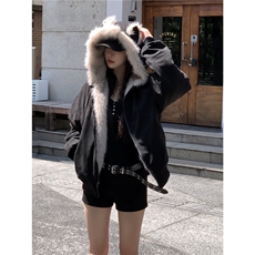 1506-1/MW3151/P92座山雕猫耳毛领棉服男款冬季设计感连帽外套，男装棉衣，星座1506-1