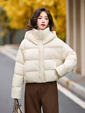 冬装新款时尚韩风加厚短款连帽羽绒服新标90白鸭绒，女装羽绒服，姿衣坊