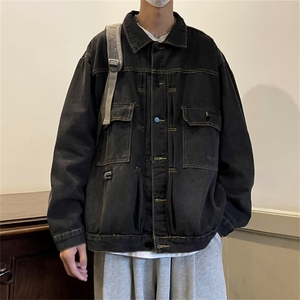 春季新款美式大口袋牛仔外套男宽松百搭工装夹克上衣潮WJ664-p60图片