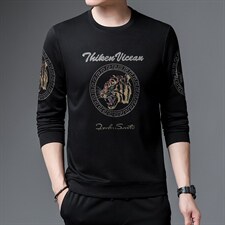 2023新款中年男士长袖t恤圆领印花时尚潮流秋季男土宽松卫衣，男装卫衣，电商B212（原钱塘6029）