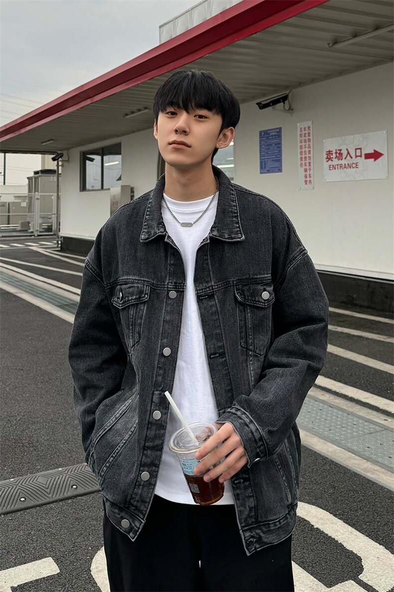 港风宽松休闲牛仔外套夹克男做旧水洗美式情侣上衣JK03-P78控108,男装夹克,星座218-5