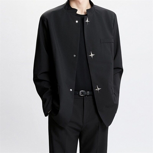 西装外套男设计感金属扣垫肩西服小众高级立领中山装6122 P62图片