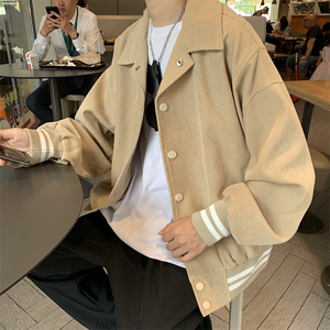 百搭潮牌棒球服复古翻领宽松纯色夹克外套JK702-常规P105加棉P115图片
