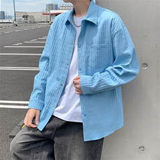 长袖衬衫日系港风ins宽松衬衣男生潮流百搭休闲外套C0557-P58，男装衬衫，星座308B-2