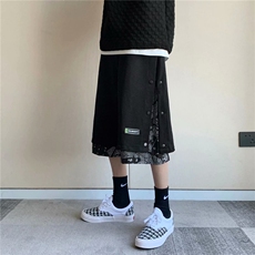 腰果花排扣运动短裤男宽松中裤潮流百搭休闲五分裤1008-1-AK87-28，男装休闲裤，星座1008-1