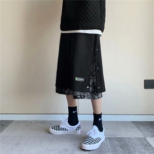 腰果花排扣运动短裤男宽松中裤潮流百搭休闲五分裤1008-1-AK87-28图片
