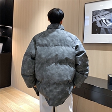 港风PU皮复古做旧金属设计棉衣男MY77102P130控198抖音控228，男装棉衣，星座227-7