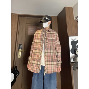 控价59港风格子衬衫宽松外套男女衬衣百搭格子外套CS2410P40图片